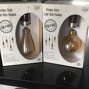 Vintage Style Pendant Light Set of 2. Amber color.